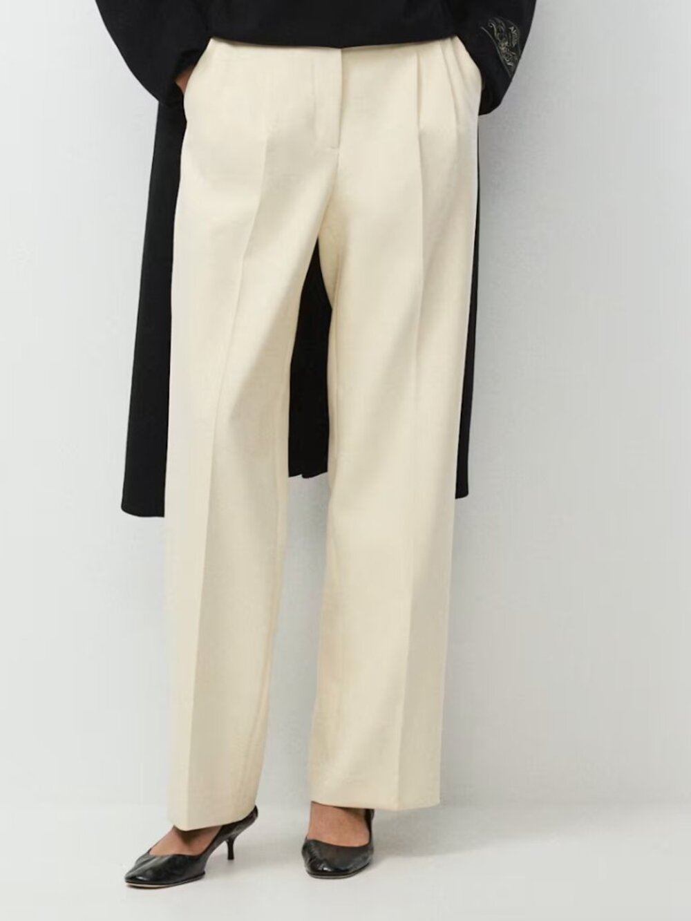 Aritzia Wilfred The Effortless Pant High-Waist Wide-Leg Cream Trousers white 6